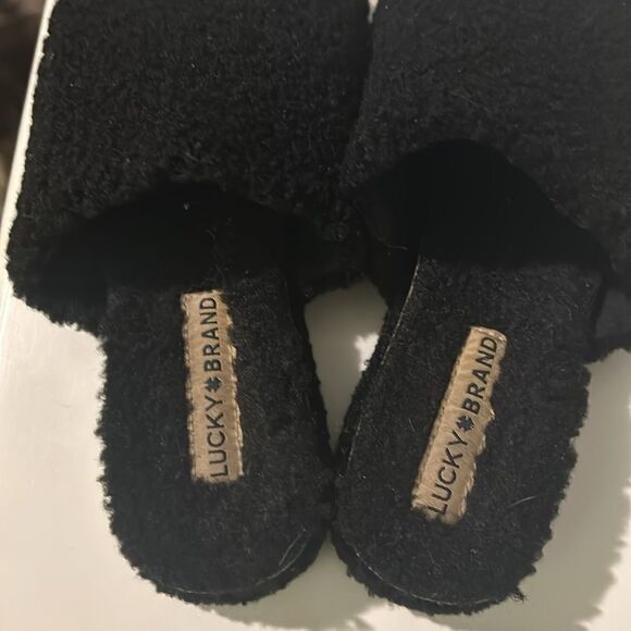 Lucky Brand Gadini Woman’s faux shelling open toe slide slippers black size 7 - Picture 2 of 6